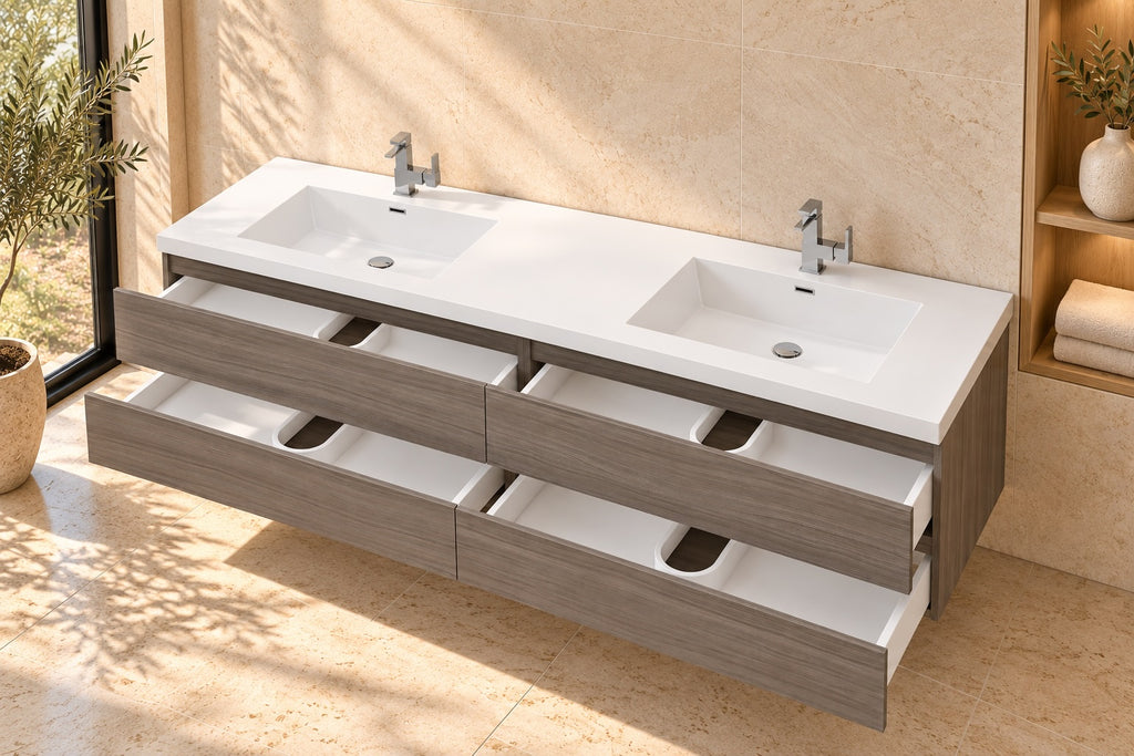 Levanto 84" Double-Sink Wall-Mount Vanity