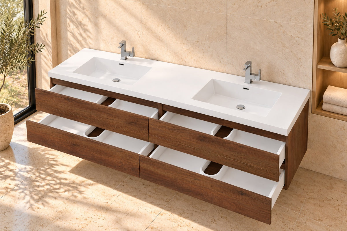 Levanto 84" Double-Sink Wall-Mount Vanity
