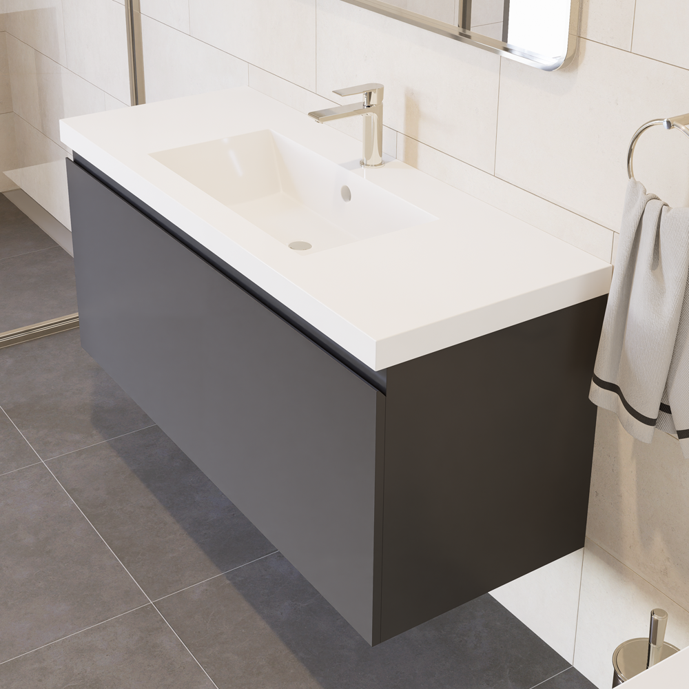 Prato 48" Gray Wall-Mount Vanity with Integrated Sink
