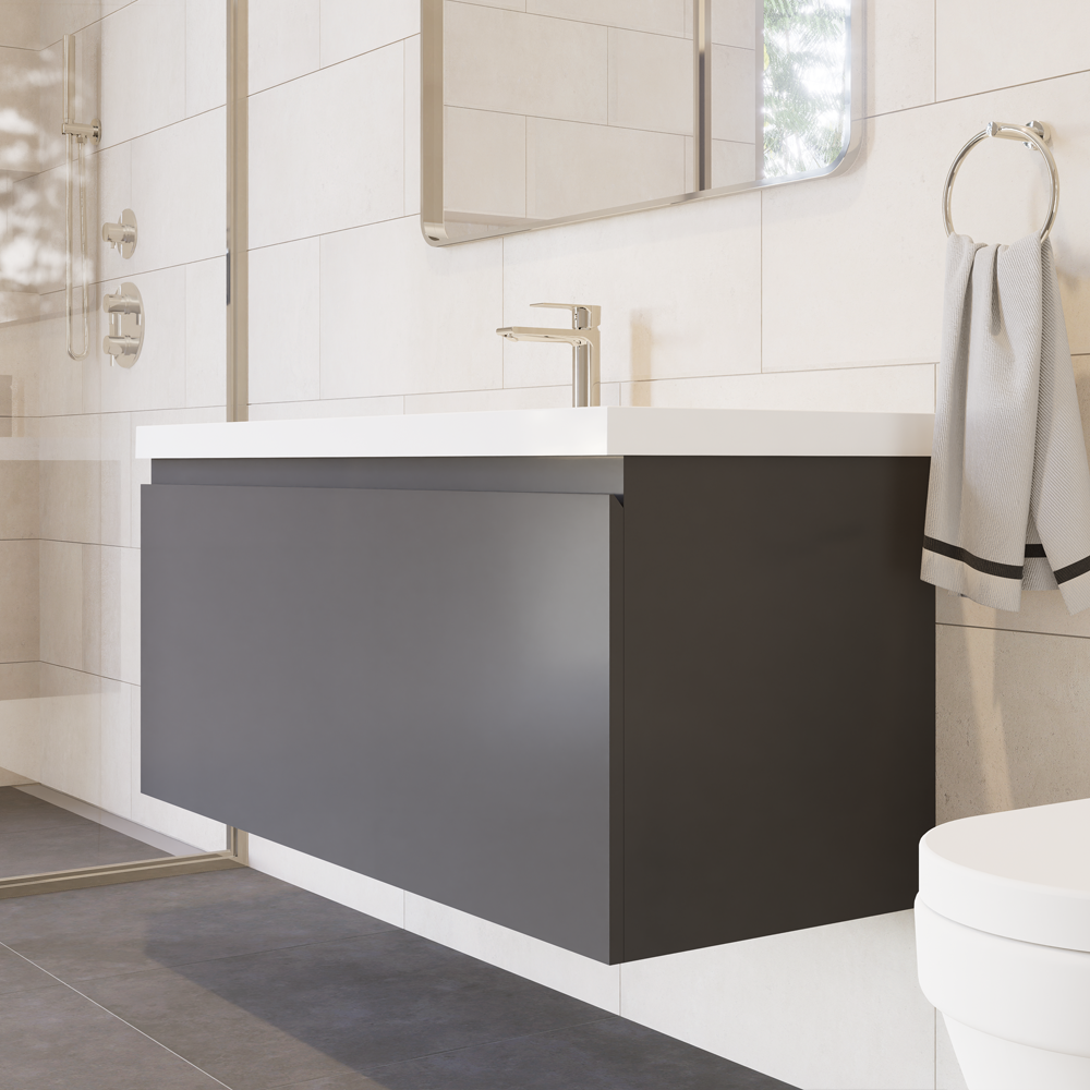 Prato 48" Gray Wall-Mount Vanity with Integrated Sink