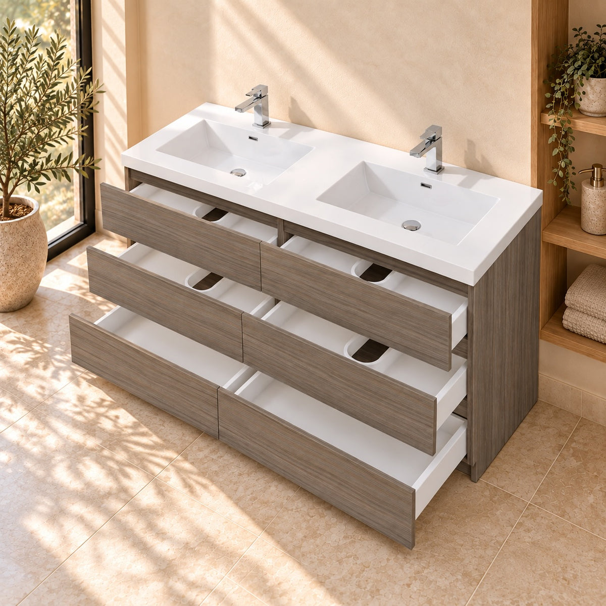 Bellano 60" Double Sink Bathroom Vanity