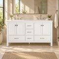 Bergen 60″ Double Sink Bathroom Vanity with White Quartz Top
