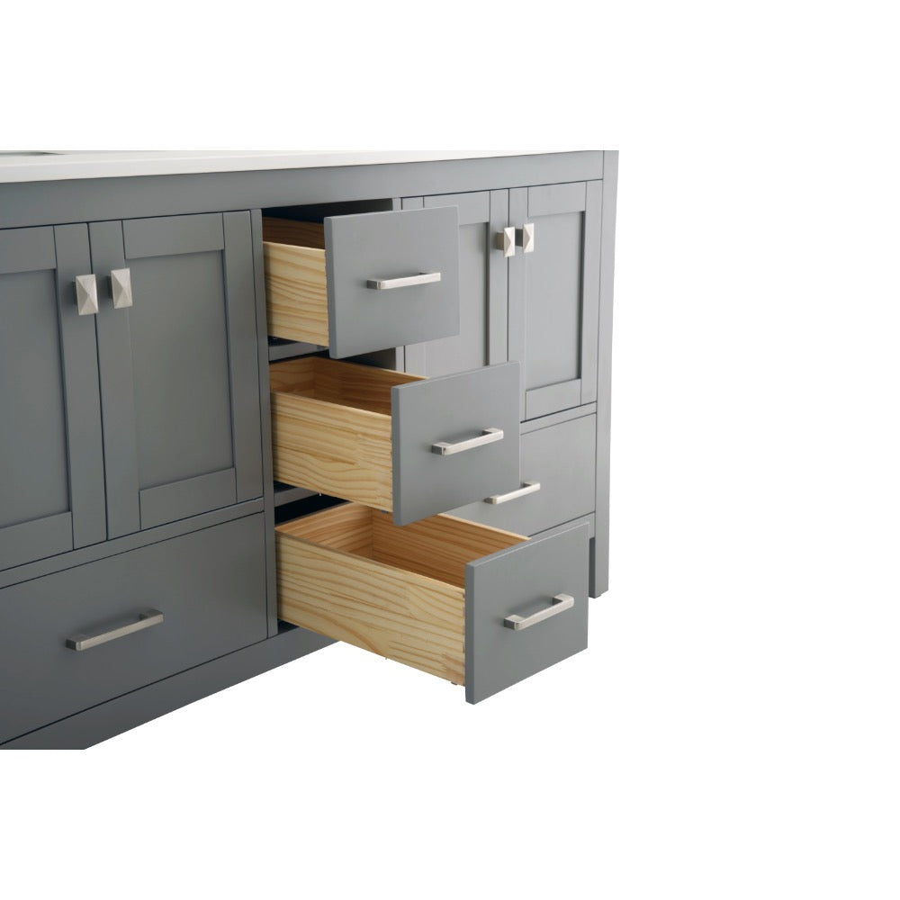 Bergen 60″ Double Sink Bathroom Vanity with White Quartz Top