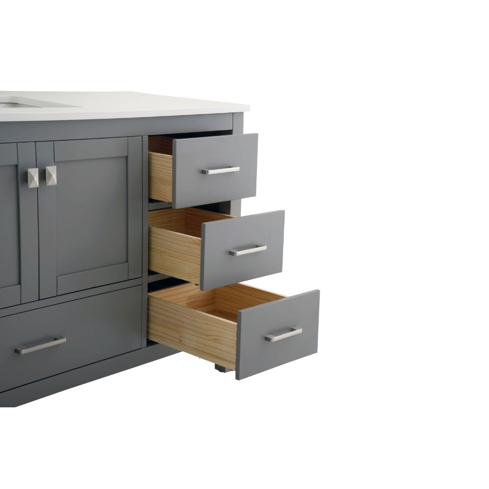 Bergen 60″ Single Sink Bathroom Vanity with White Quartz Top