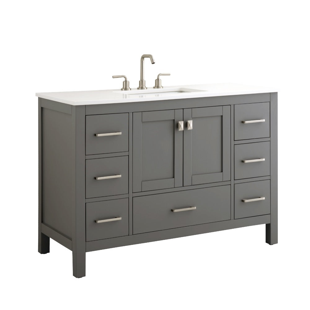 Bergen 48″ Bathroom Vanity with White Quartz Top