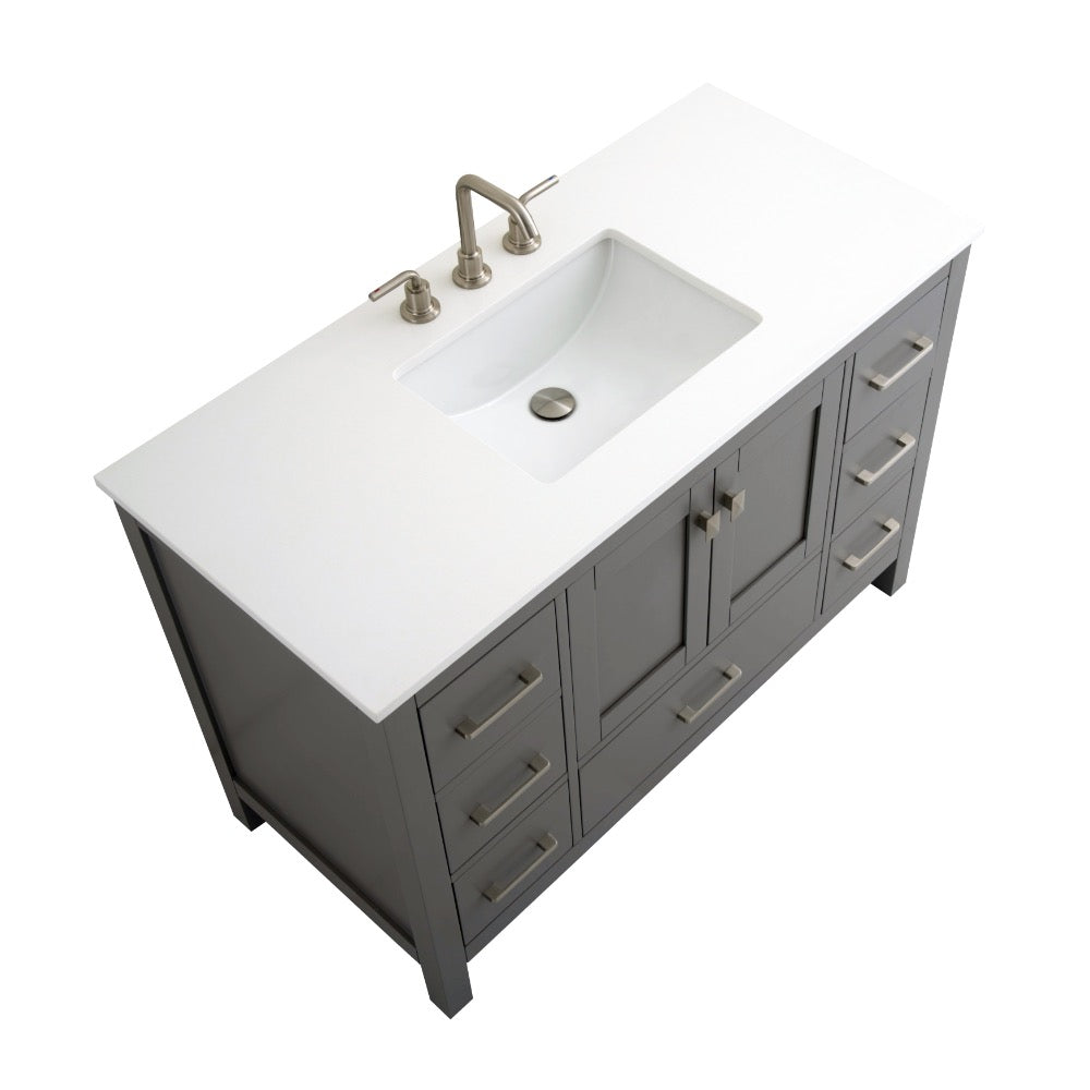 Bergen 48″ Bathroom Vanity with White Quartz Top