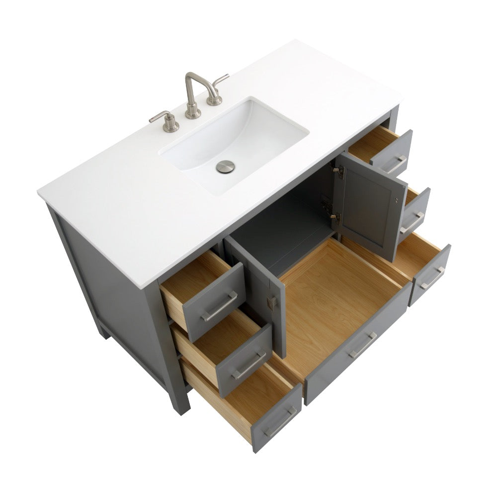 Bergen 48″ Bathroom Vanity with White Quartz Top