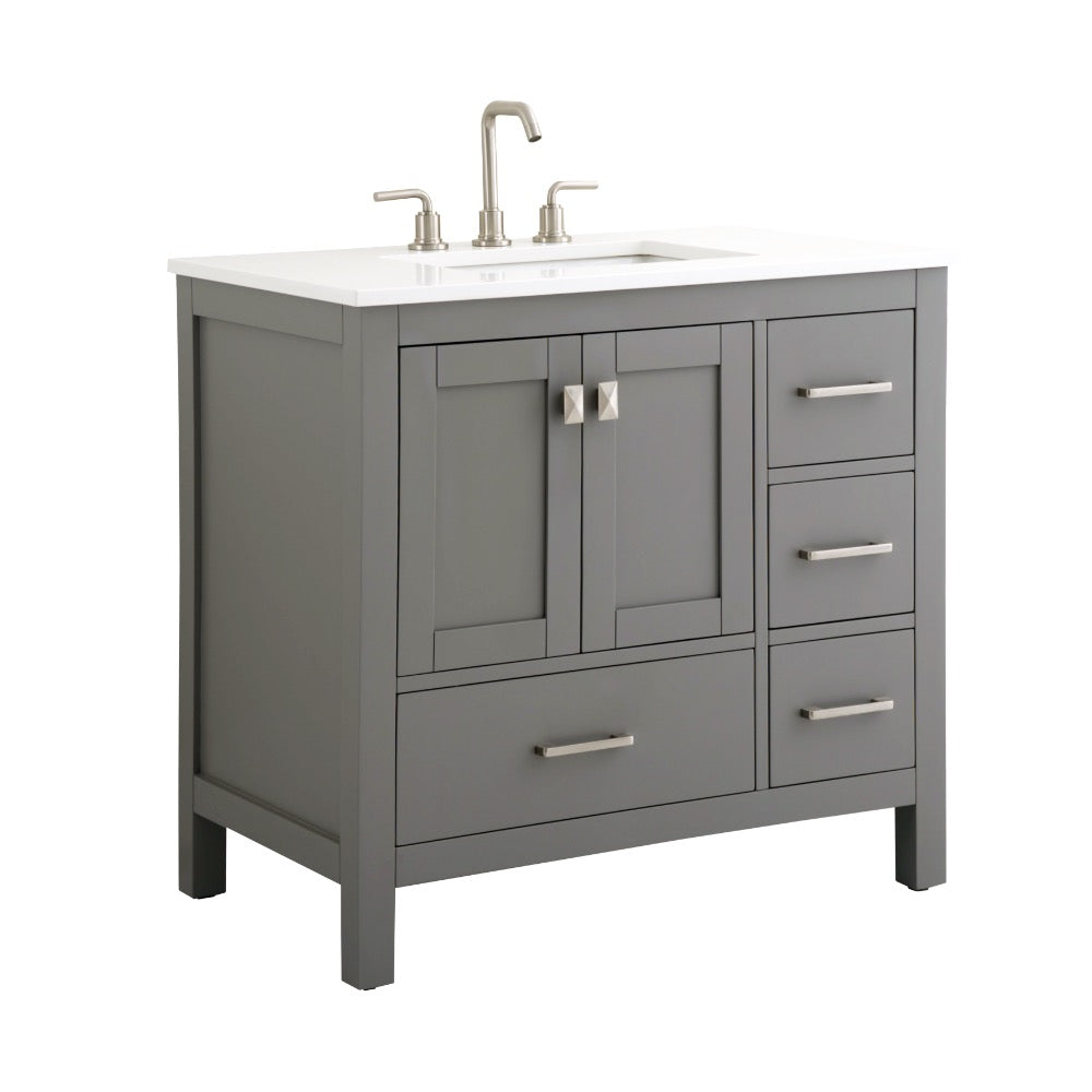 Bergen 36″ Bathroom Vanity with White Quartz Top