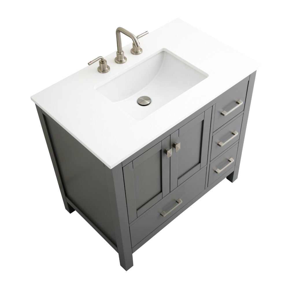 Bergen 36″ Bathroom Vanity with White Quartz Top