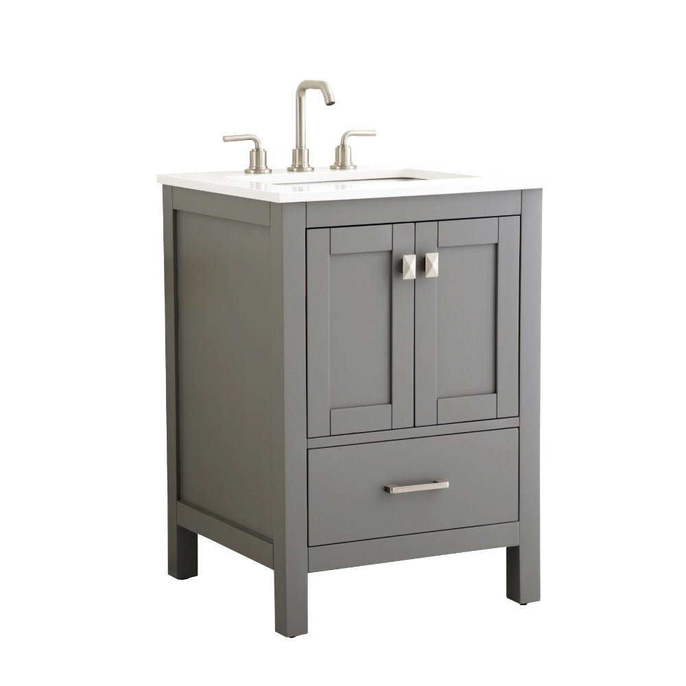 Bergen 24″ Bathroom Vanity with White Quartz Top