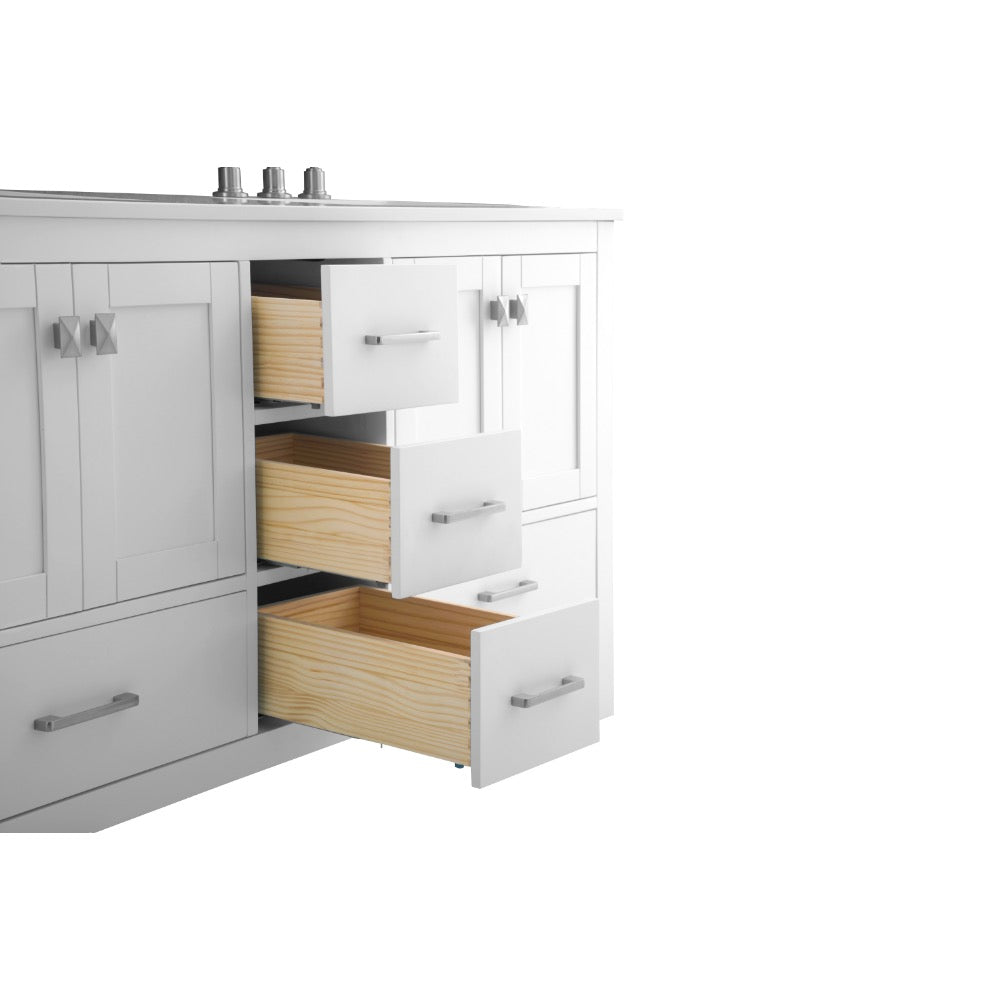 Bergen 60″ Double Sink Bathroom Vanity with White Quartz Top