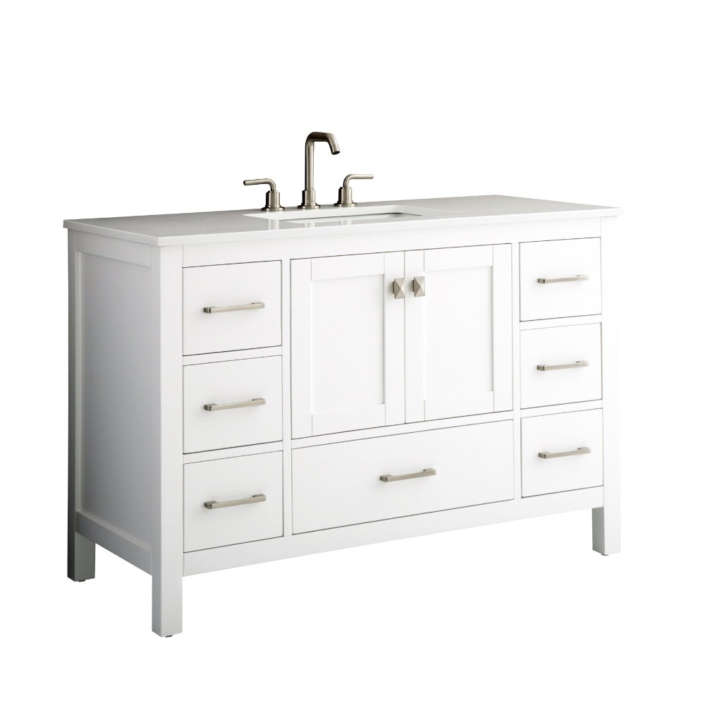 Bergen 48″ Bathroom Vanity with White Quartz Top