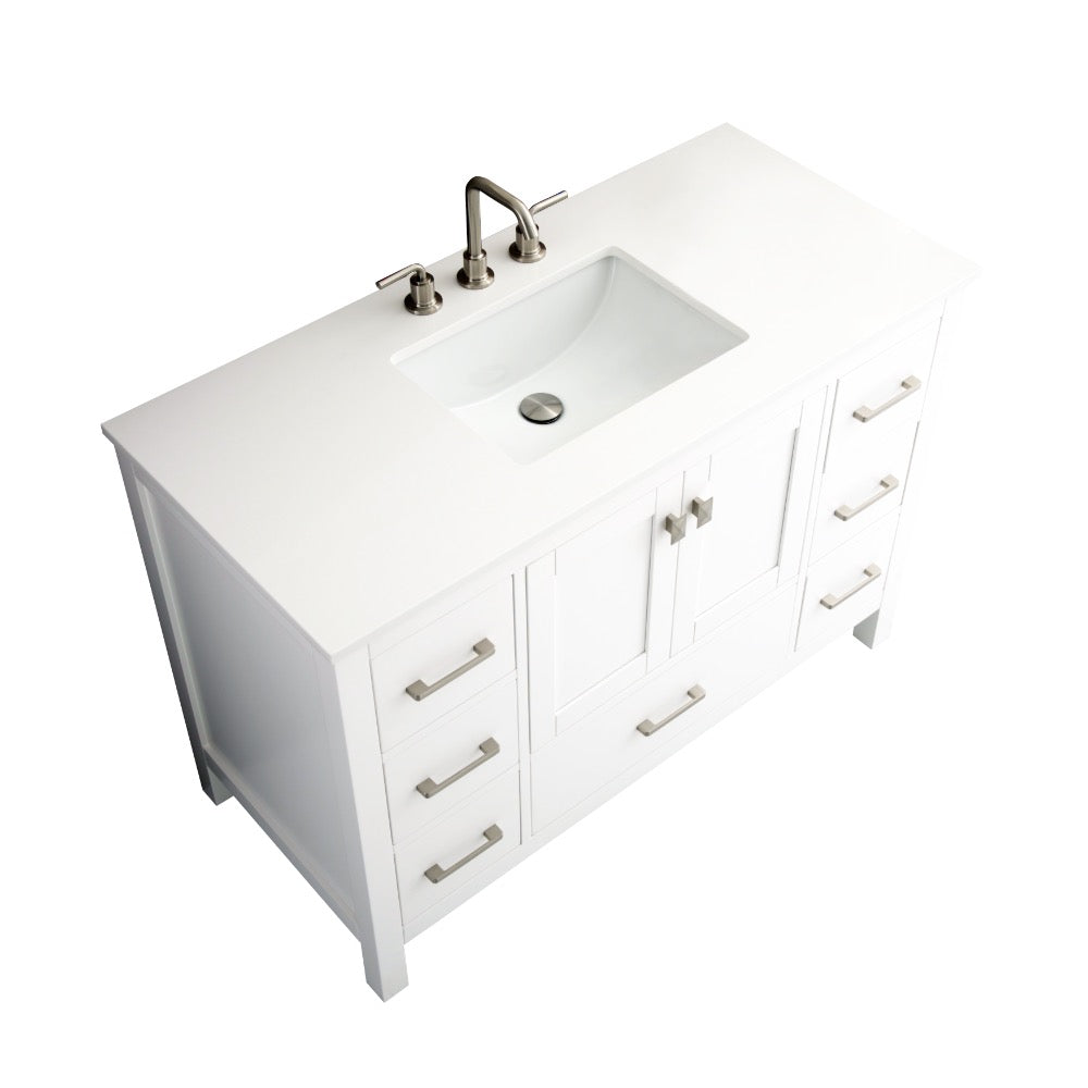 Bergen 48″ Bathroom Vanity with White Quartz Top