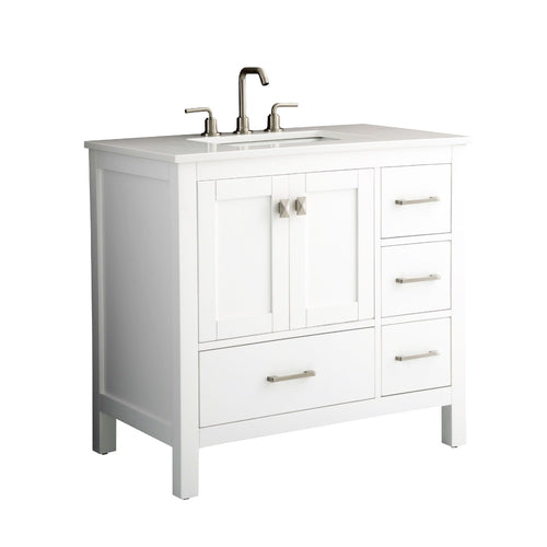 Bergen 36″ Bathroom Vanity with White Quartz Top