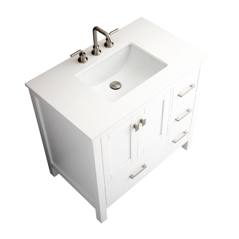 Bergen 36″ Bathroom Vanity with White Quartz Top