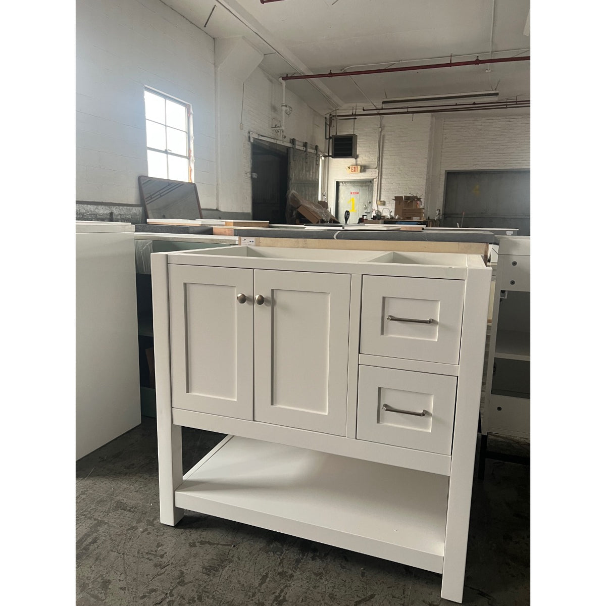 35" White Shaker Bathroom Vanity Cabinet – Open Box, No Top
