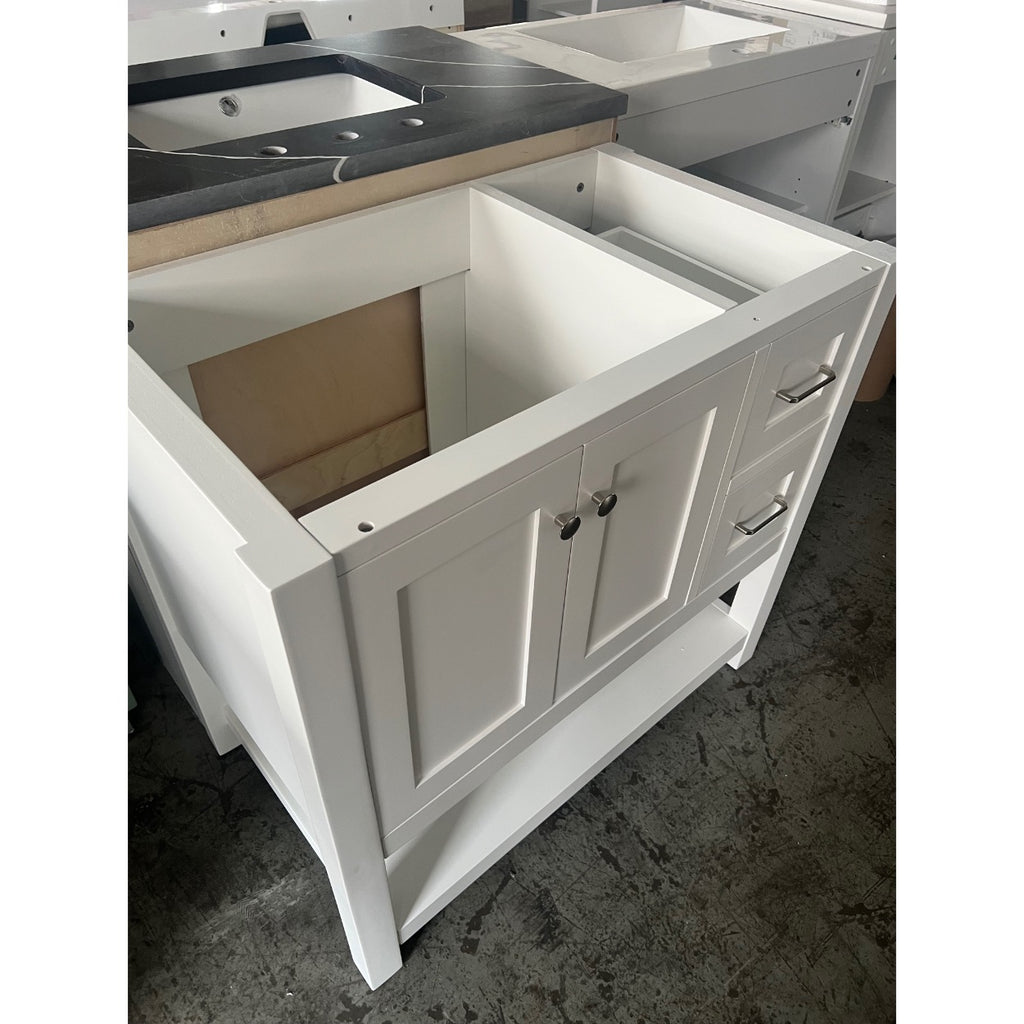 35" White Shaker Bathroom Vanity Cabinet – Open Box, No Top