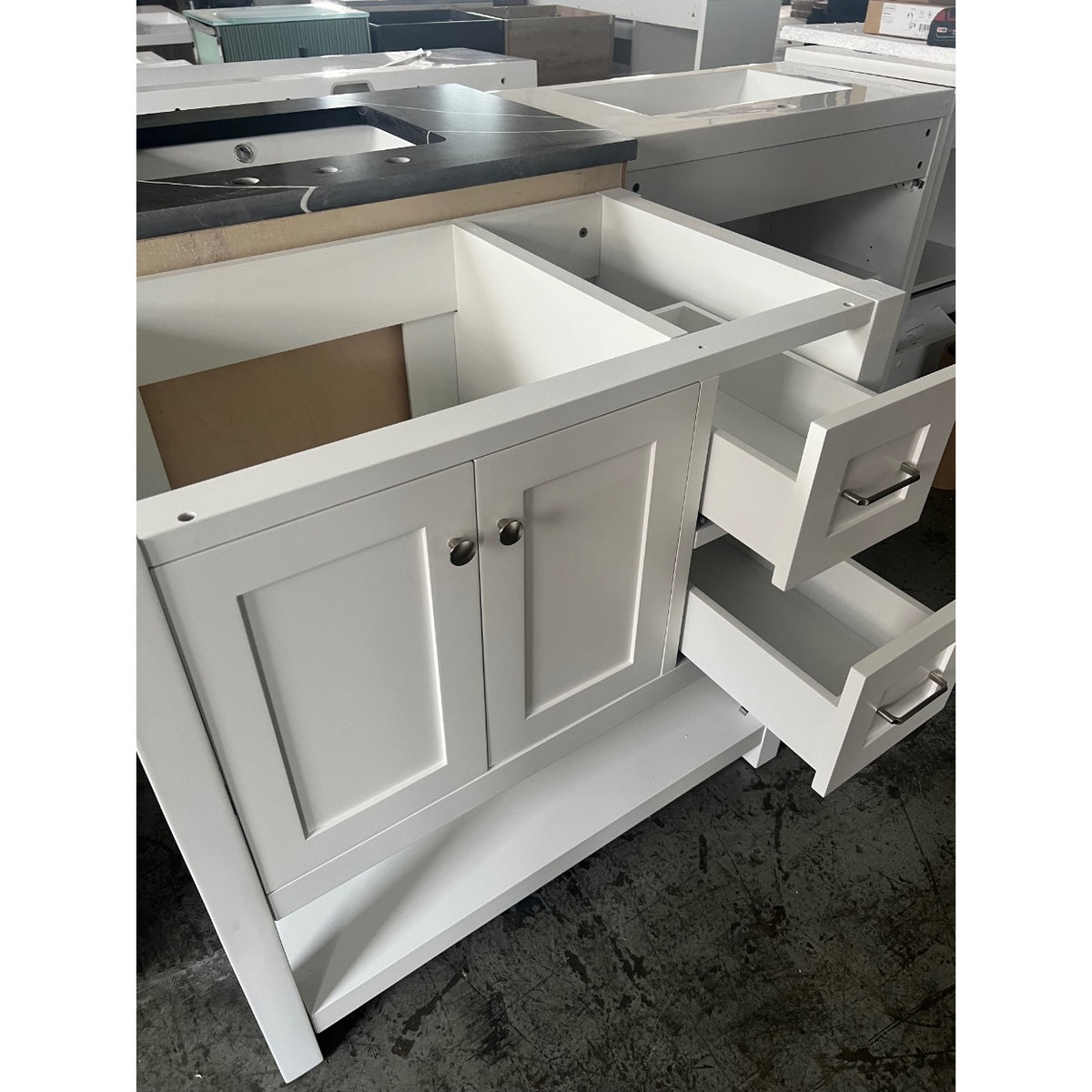 35" White Shaker Bathroom Vanity Cabinet – Open Box, No Top