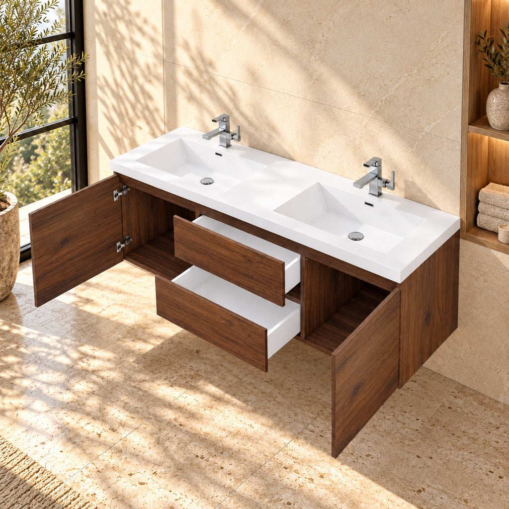 Levanto 60" Double-Sink Wall-Mount Vanity
