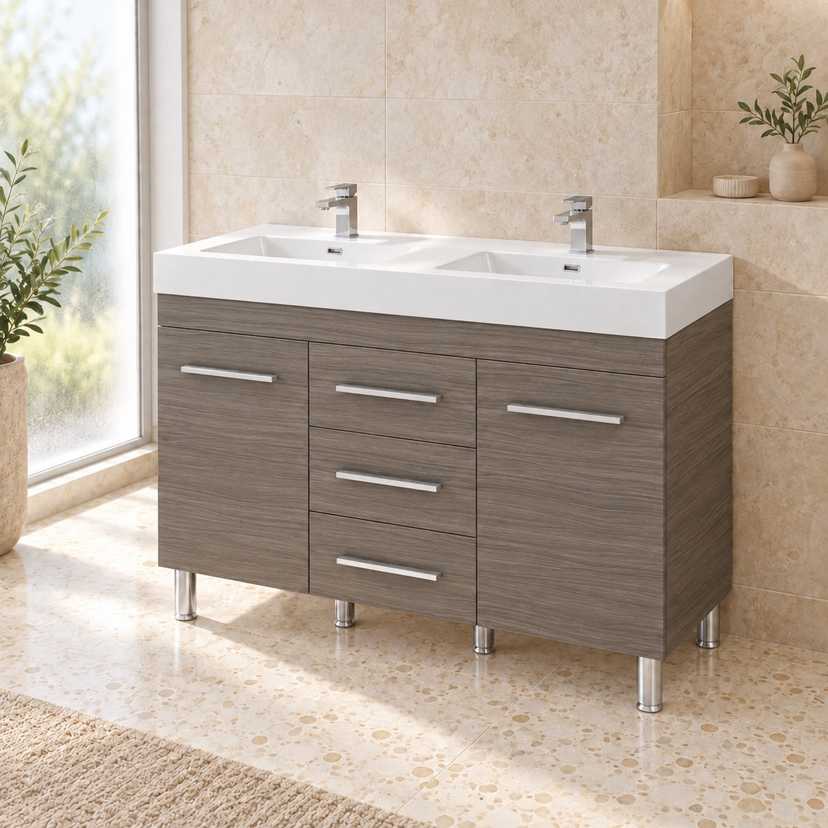Lugano 48" Double Sink Freestanding Vanity