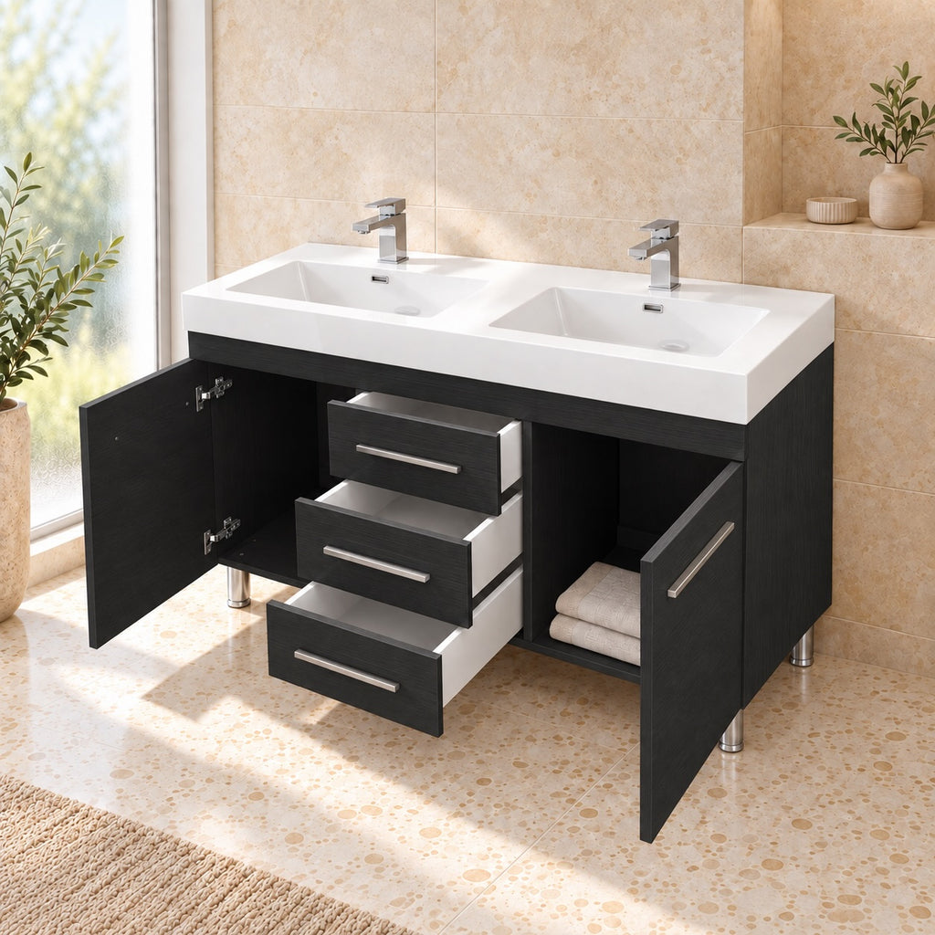 Lugano 48" Double Sink Freestanding Vanity