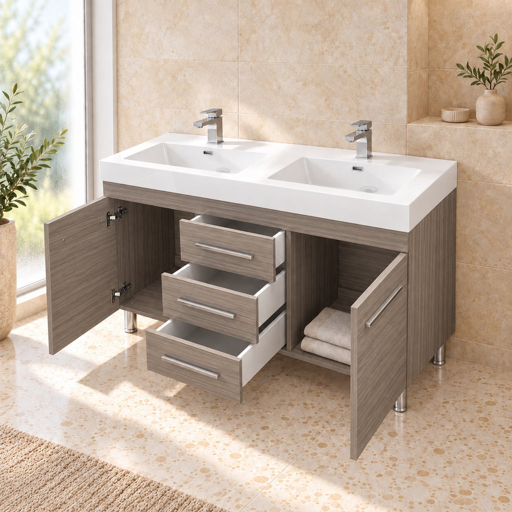 Lugano 48" Double Sink Freestanding Vanity