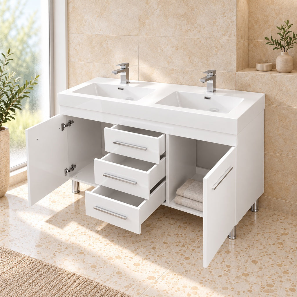 Lugano 48" Double Sink Freestanding Vanity