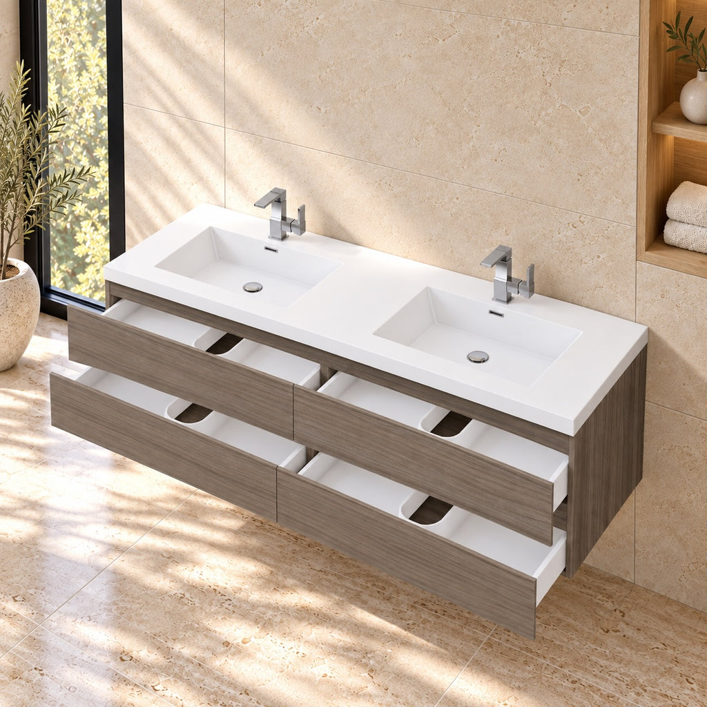 Levanto 72" Double-Sink Wall-Mount Vanity