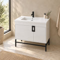 Salento 36" White Single-Sink Vanity with Black Hardware