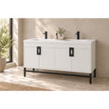 Salento 60" White Double-Sink Bathroom Vanity with Black Hardware